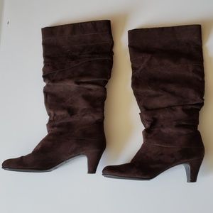 Aerosole Brown Suede Knee-High Boots-Size 8